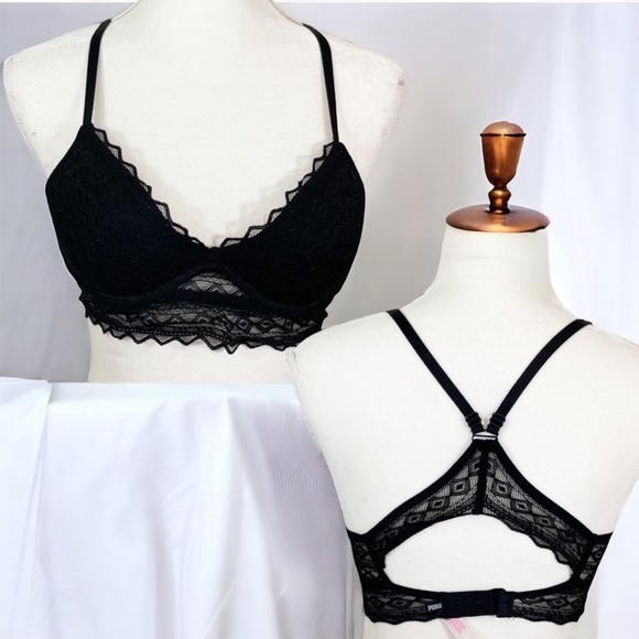 PINK Victoria's Secret Other - Victoria's Secret PINK! Black Lace Razorback Padded Underwire Bra- Size S/P